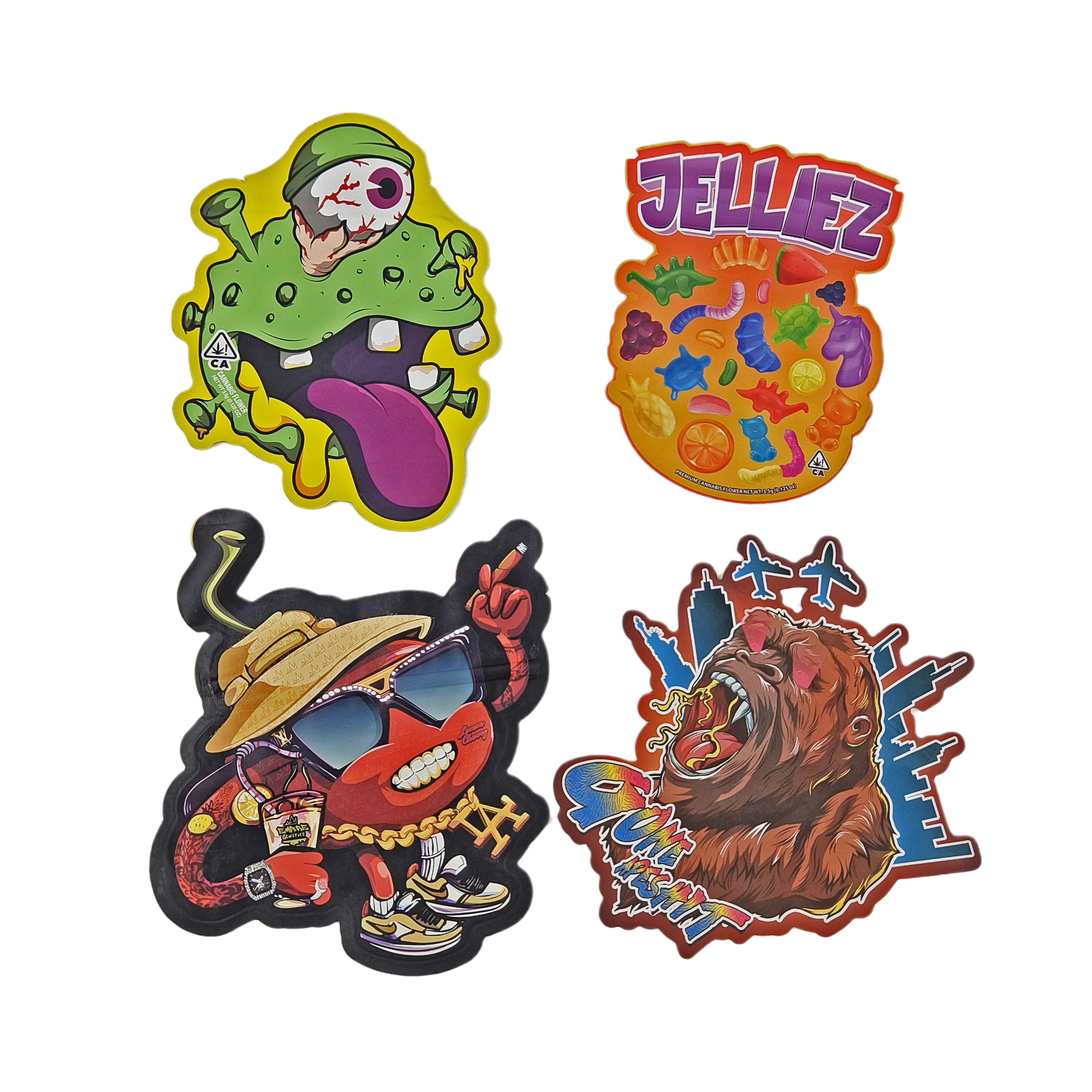 맞춤 인쇄 3.5g 쿠키 사탕 간식 특수 모양 Ziplock 플라스틱 가방 냄새 방지 다이 커트 Mylar 가방