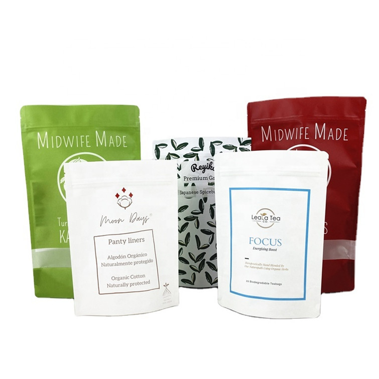 생분해성 맞춤식 로고 100g 250g 차 커피 건조 과일 포장 가방 재활용 스탠드업 봉지