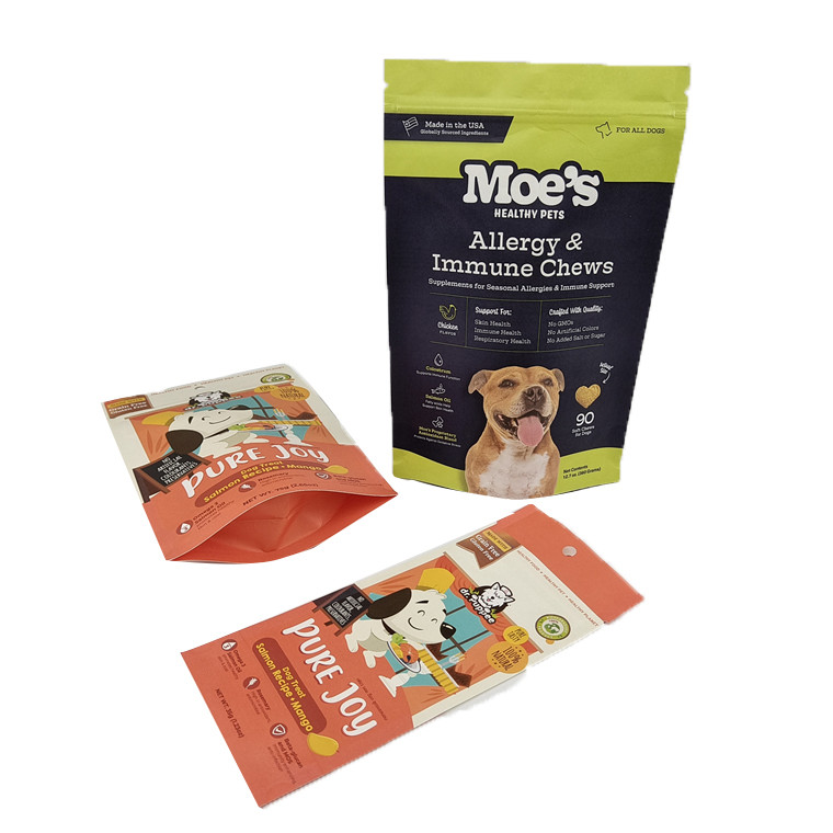 맞춤형 환경 친화적 인 흰색 크래프트 종이 망고 파우더 견과류 애완 동물 식품 생분해성 지퍼 냄새 방지 종이 포장 가방