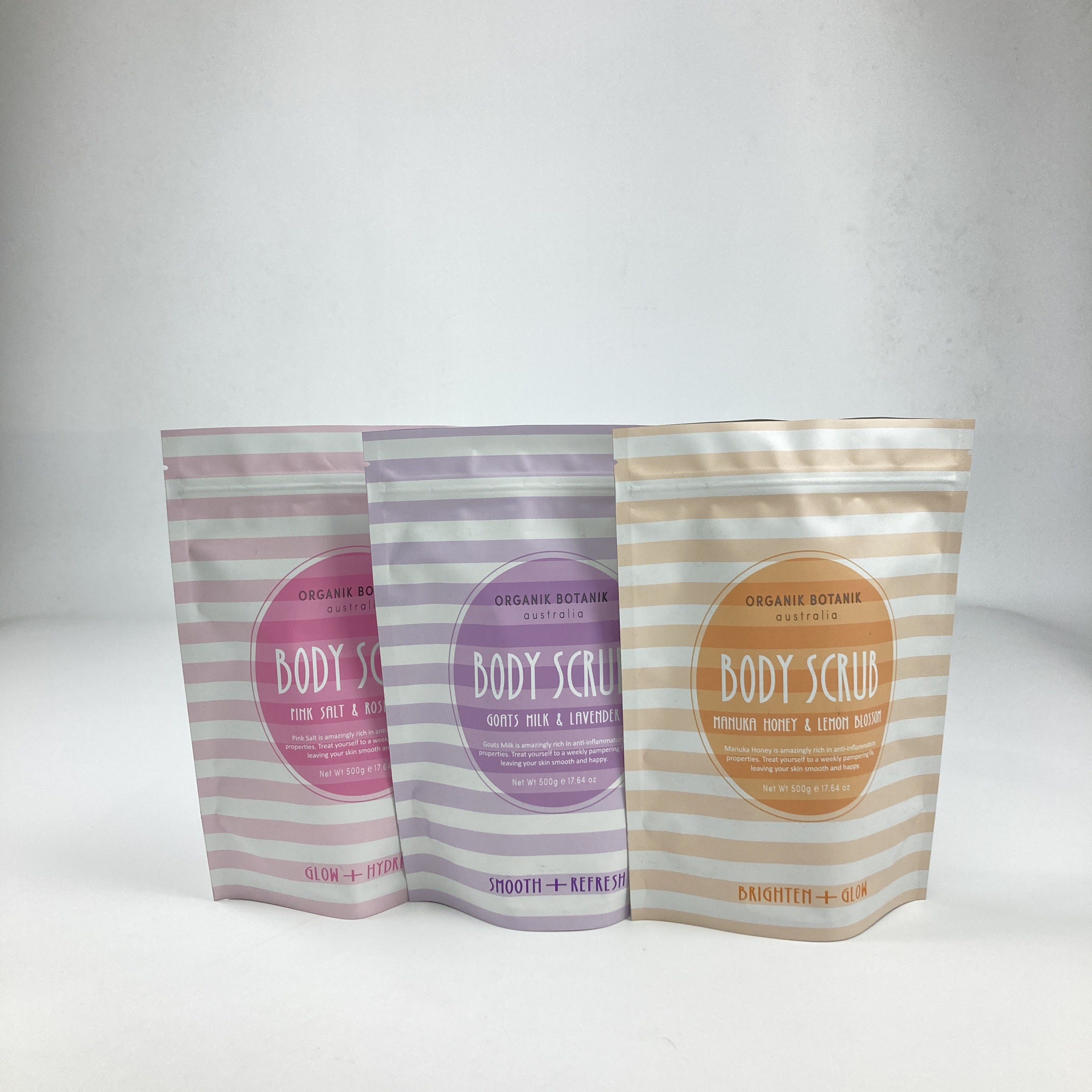 맞춤 인쇄 된 목욕 소금 몸 스크럽 서 있는 가방 알루미늄 엽지 가방