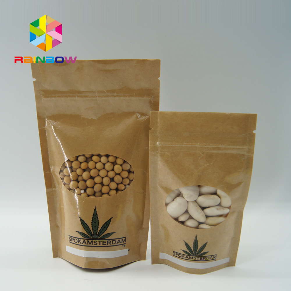 음식/건조한 고기/바다 제품을 위한 Costomized 크기 Kraft 종이 봉지 타원형 창