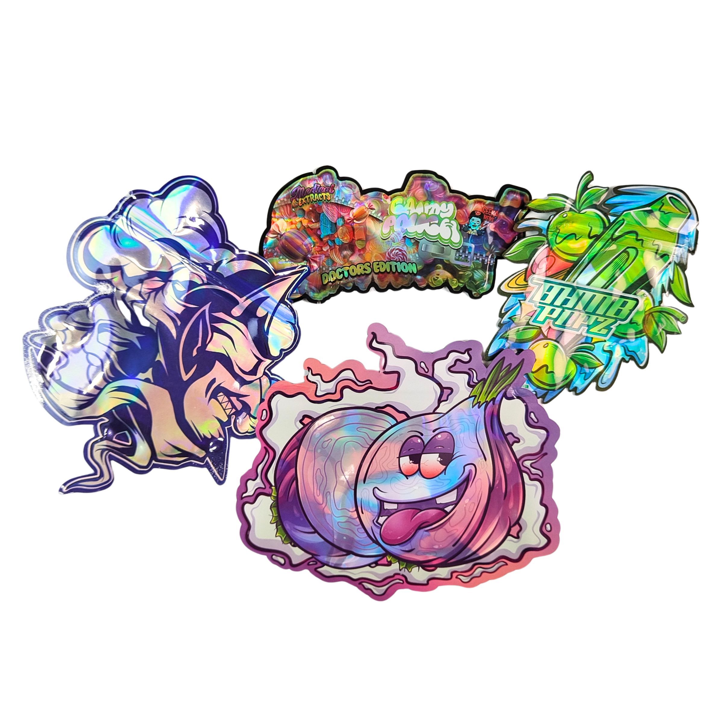 사용자 지정 모양 3.5g 디스플레이 박스 마이러 가방 어린이 보호 부드러운 터치 다이 커트 가방 1g 3.5g 7g 14g 28g 식용 플라스틱