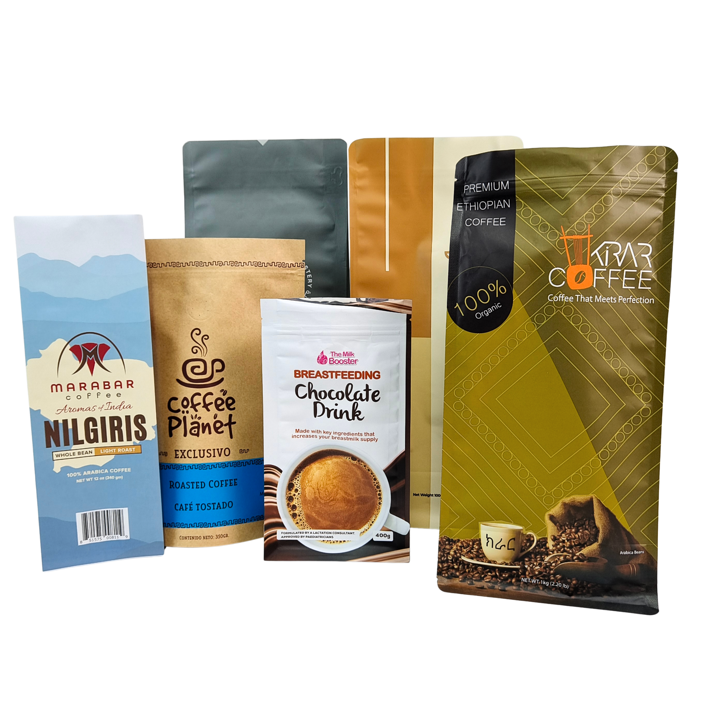 밸브가 있는 맞춤형 스탠드업 지퍼 커피 원두 봉투