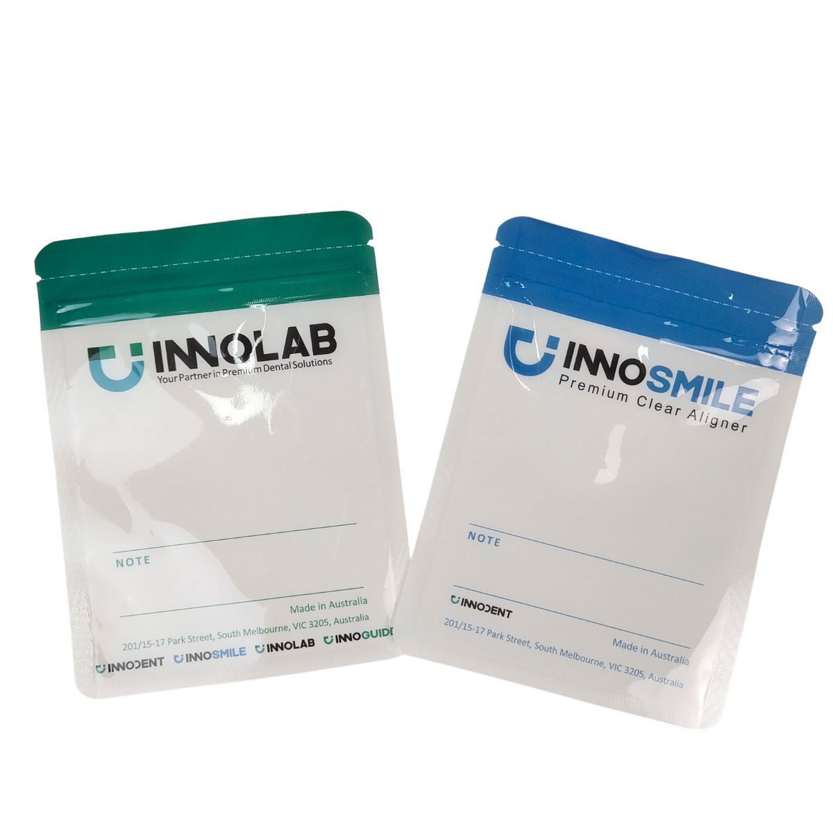 치아 투명 교정 장치 포장을 위한 맞춤형 흰색 지퍼백, 한쪽 면 투명, 열 밀봉 및 로고 정렬