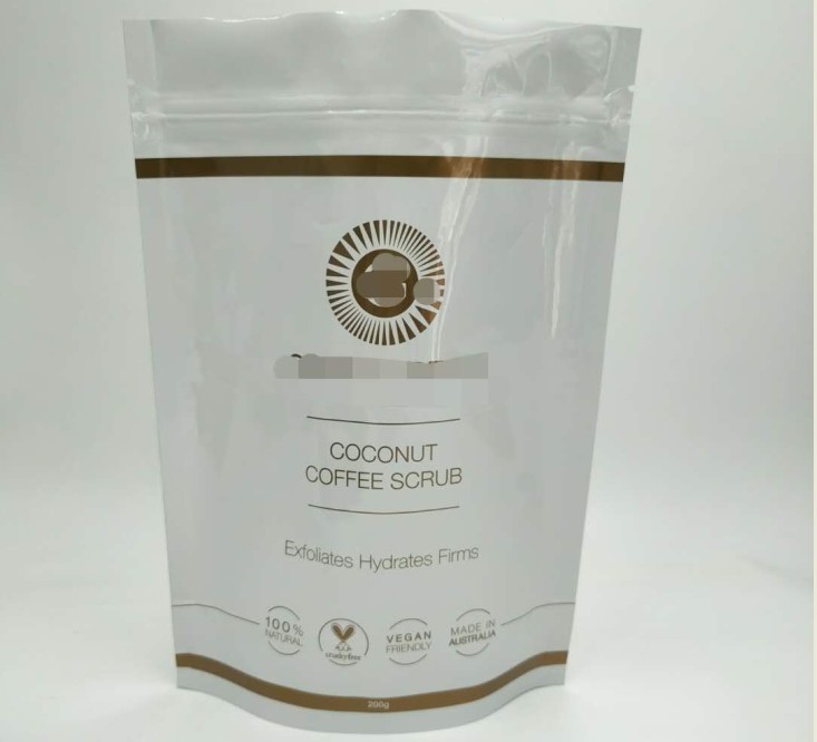 백색 광택 있는 화장용 포장 부대는, 위로 몸을 위한 알루미늄 호일 부대를 적십니다 서 있습니다