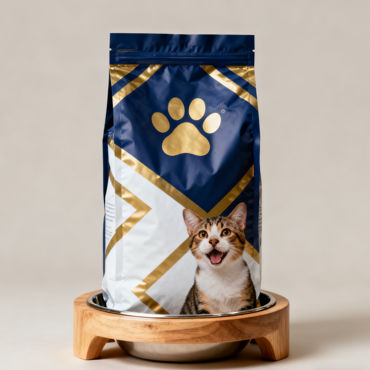 맞춤형 생분해성 동물용 식품 포장 마일러 봉지 사이드 구세트 봉지 개 고양이 애완 동물 식품 칩 봉지 밸브