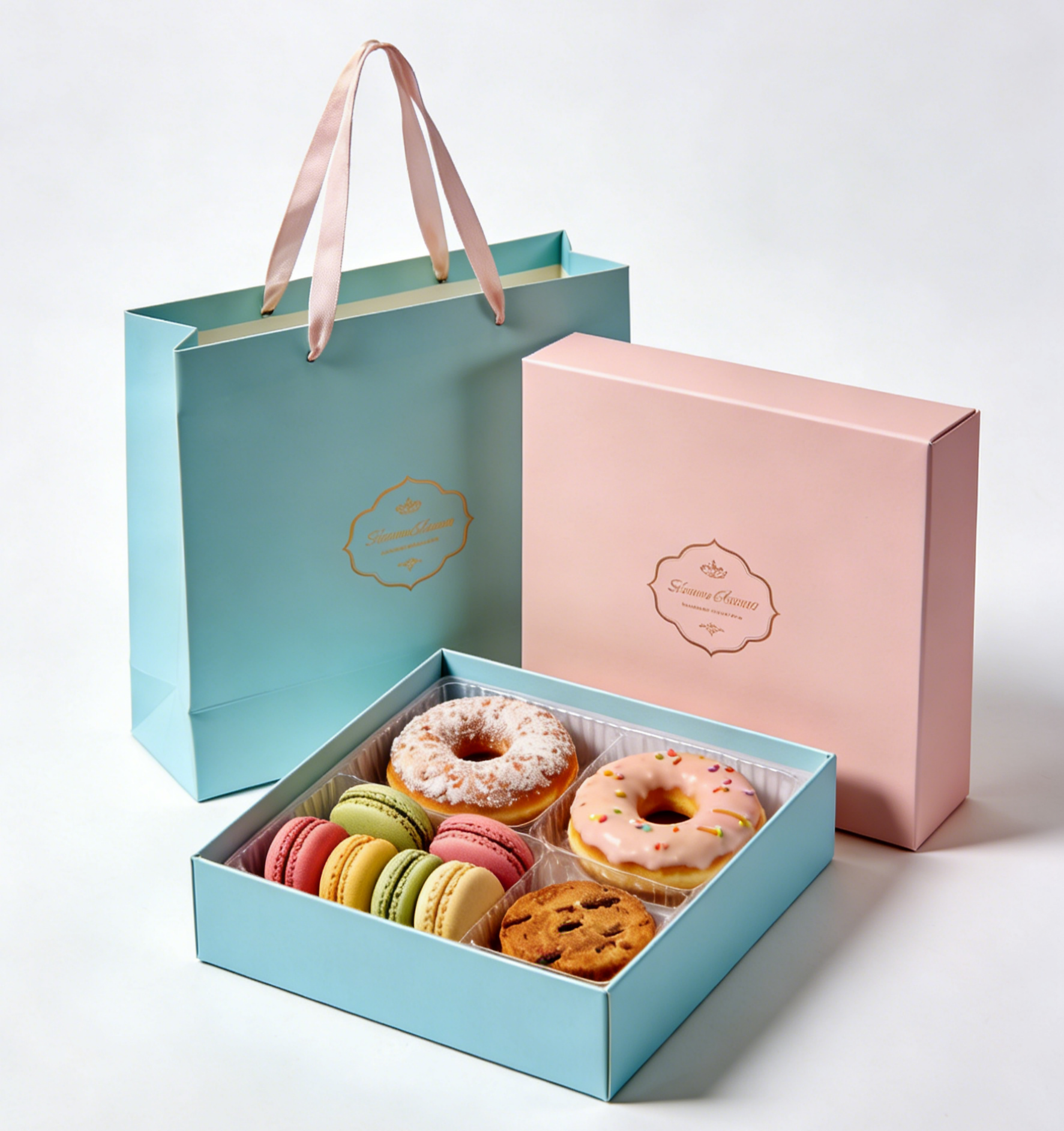 프리미엄 식품 등급 접이식 기본 및 케이크 수시 마카론 디저트 베이커리 선물 상자 종지 세트