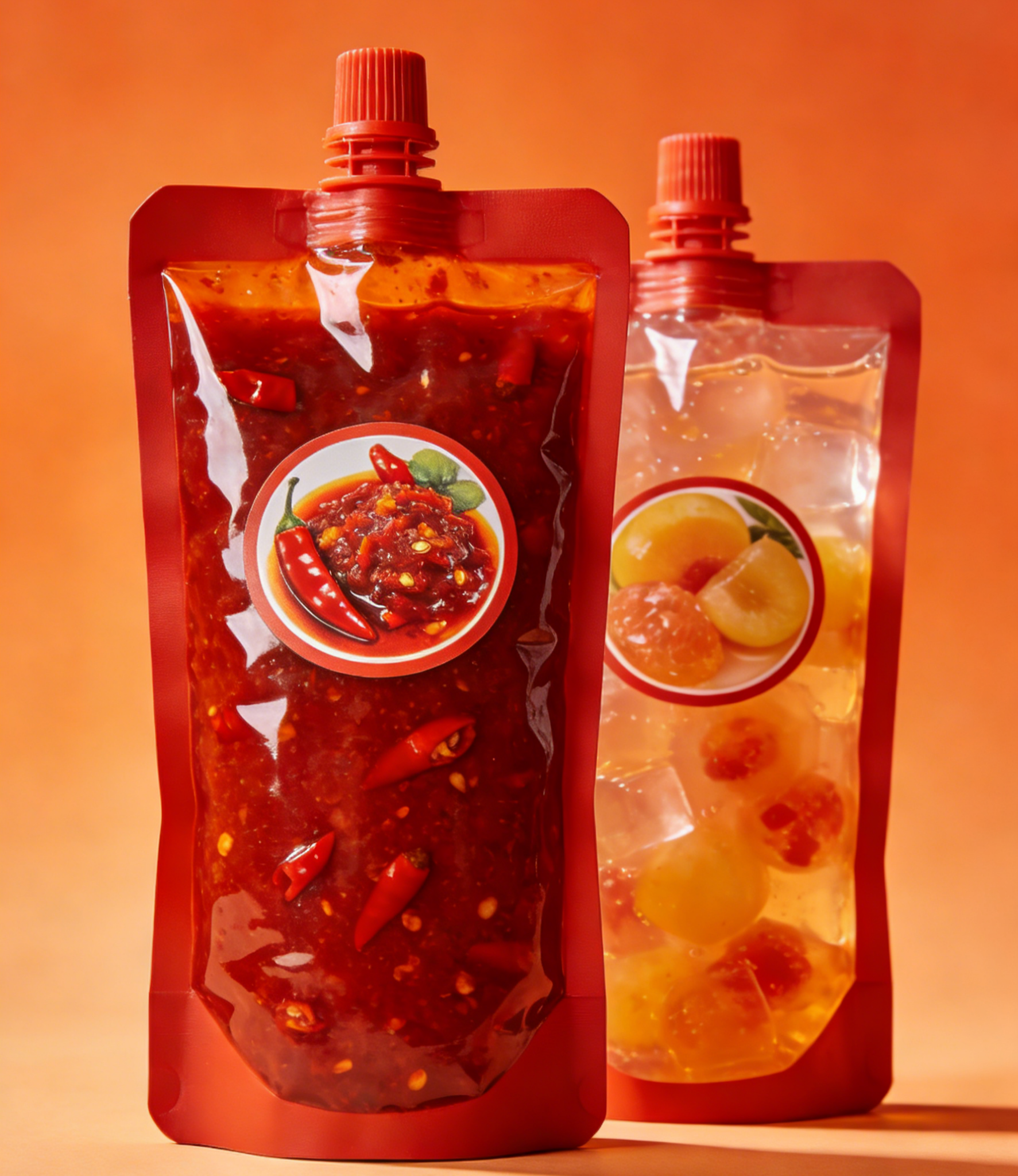 누출 방지 주둥이 파우치 150ml 200ml 300ml Doypack 식품 등급 칠리 소스 젤리 주스 유아식 가방 스탠드 업 주둥이 파우치