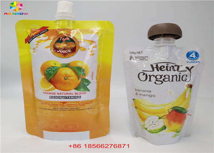 재사용할 수 있는 액체 주둥이 부대는, 모자 Doypack 포일 주스 주둥이를 가진 주머니를 위로 서 있습니다