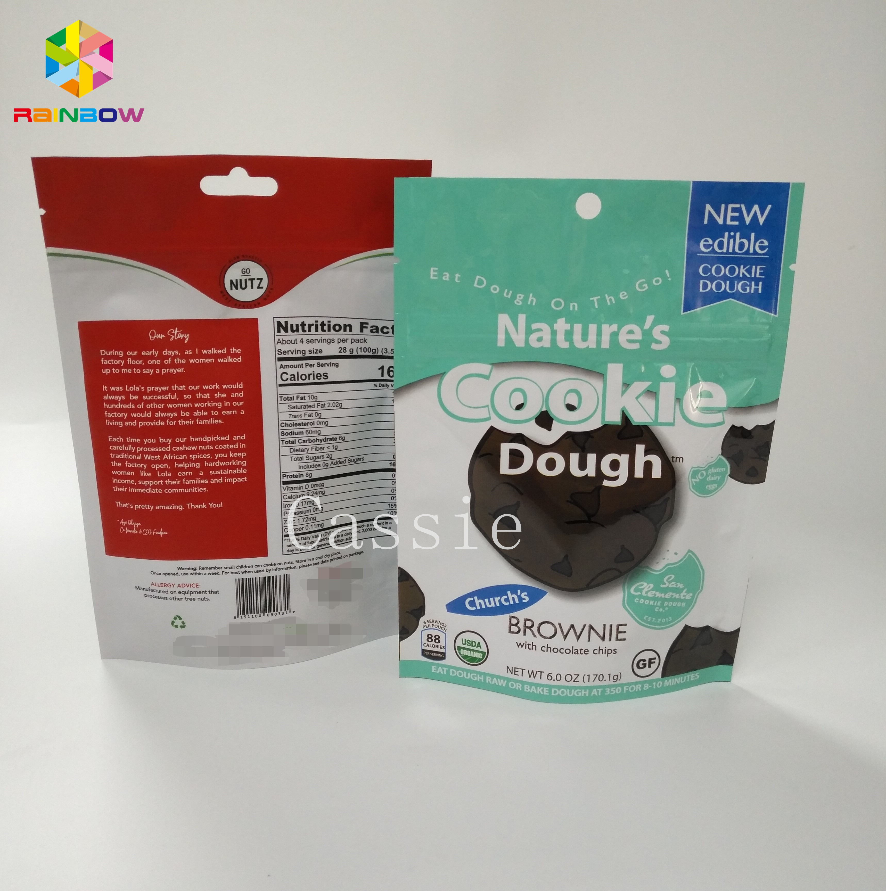 관례는 식사 포장 부대를 인쇄했습니다 냄새 증거 과자가 Ziplock를 가진 주머니를 위로 서 있는