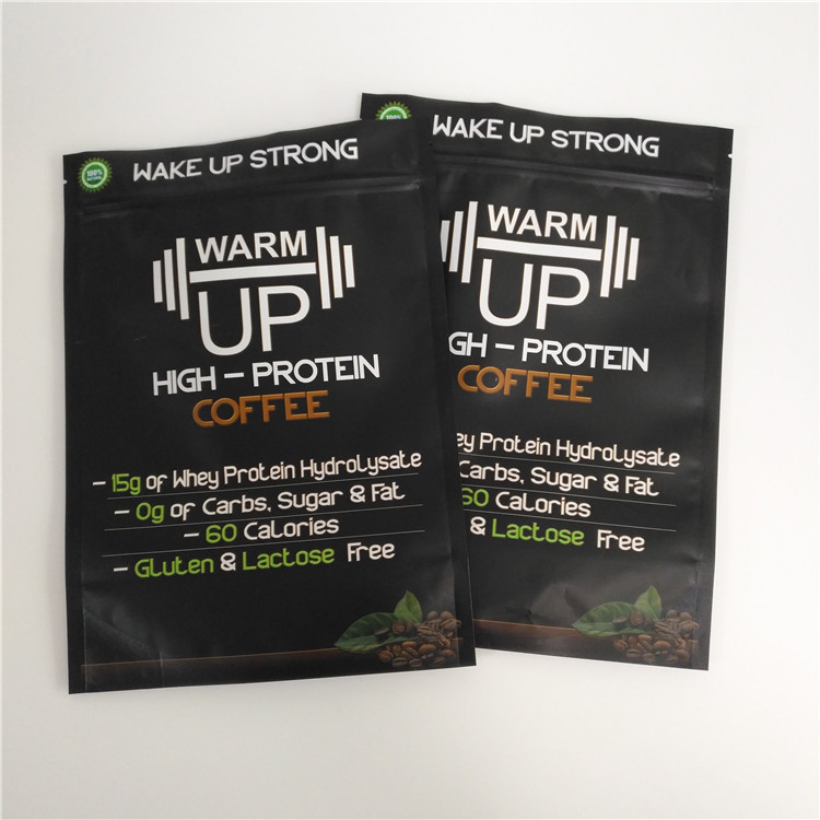 광택이 없는 까만 생물 분해성은 지퍼 주머니 부대 플라스틱 Mylar 커피 향낭 포장을 위로 서 있습니다