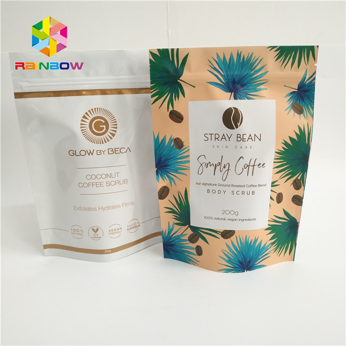 알루미늄 호일은 커피 주머니, 눈물 노치를 가진 플라스틱 지플락 부대를 위로 서 있습니다