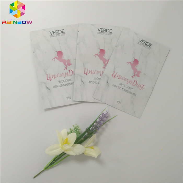 얼굴 가면 화장용 포장 부대 알루미늄 호일 광택 있는 인쇄된 지상 끝