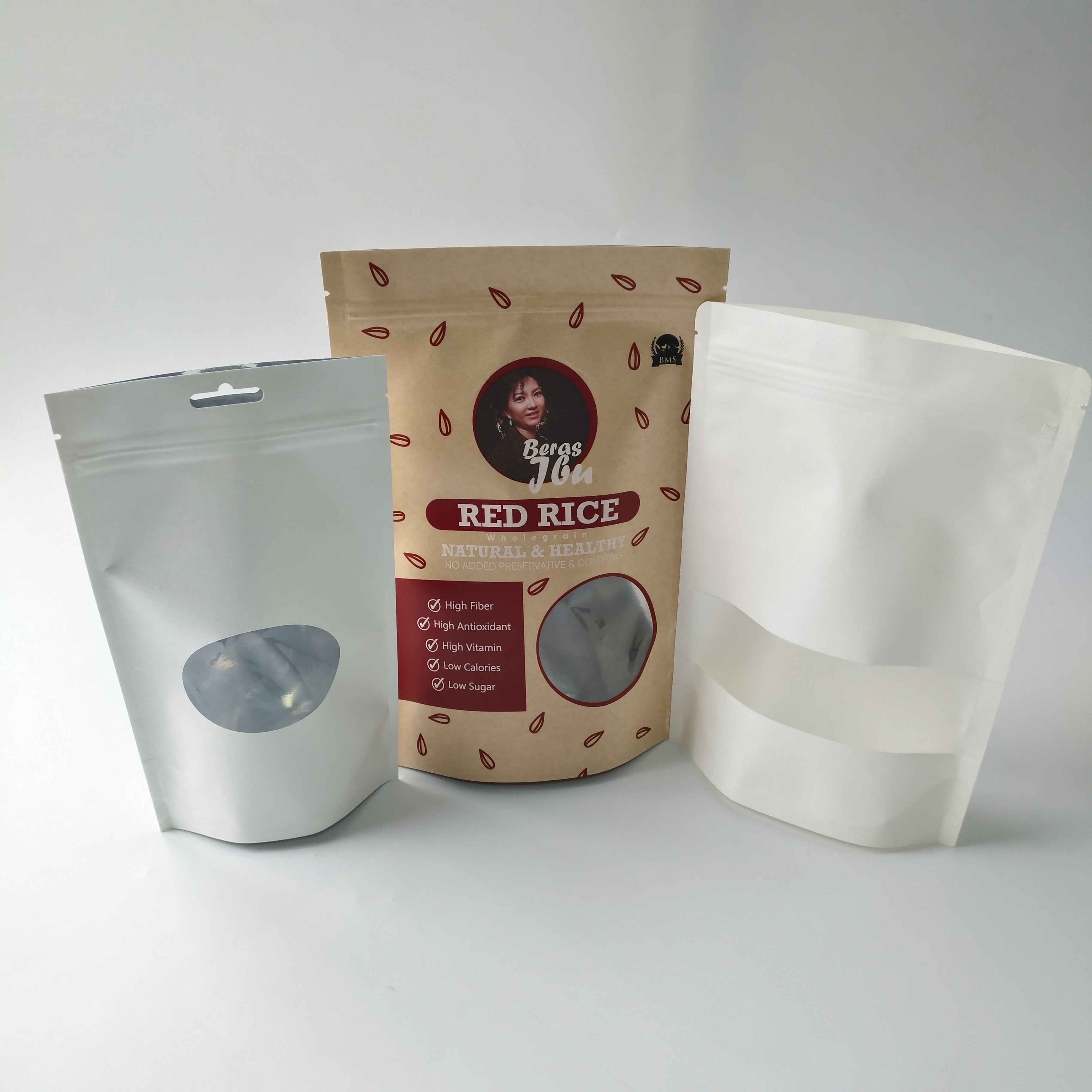 주머니 종이상자 명확한 직사각형/타원형 창을 가진 포장 음식 급료를 위로 서 있으십시오