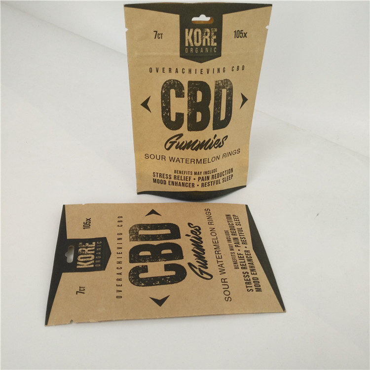 CBD Eco 친절한 Kraft 종이 봉지 알루미늄 호일을 안쪽으로 포장하는 Resealable 플라스틱 주머니