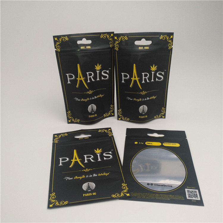 명확한 창은 Childproof 지퍼를 가진 주머니 냄새 증거 CBD 포장 부대를 위로 서 있습니다