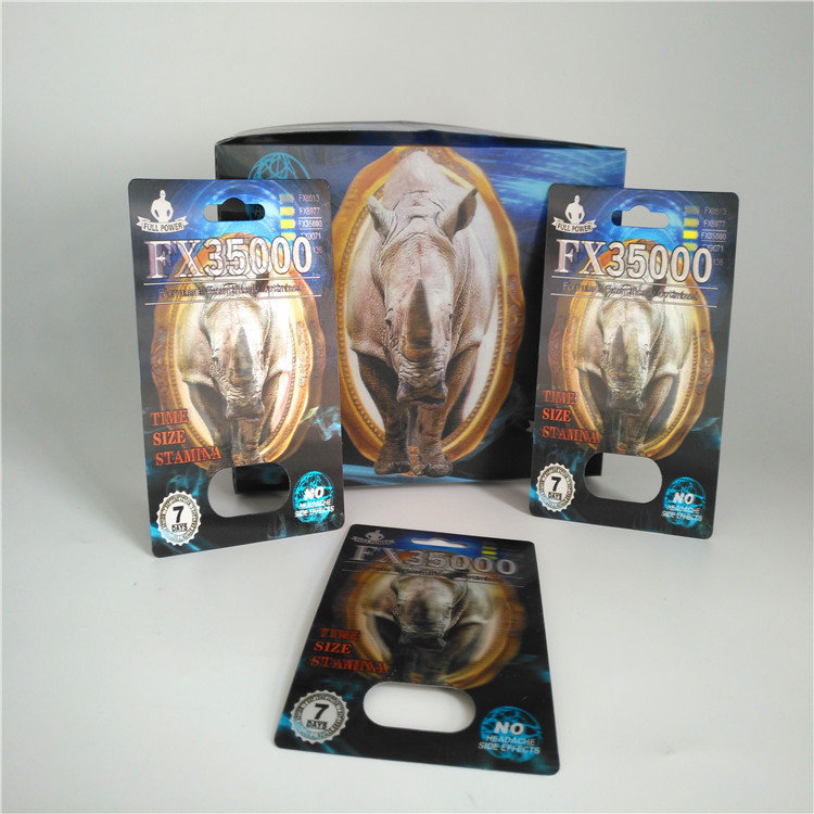 남성 성적인 성과 증진 알약을 위해 렌즈 모양 3d를 포장하는 코뿔소 알약 물집 카드