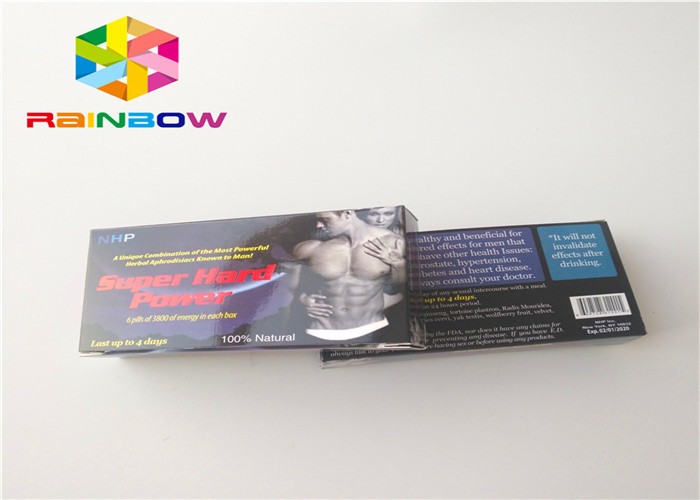 접착성 스티커 상표를 가진 남성 증진 음료 병 포장지 상자