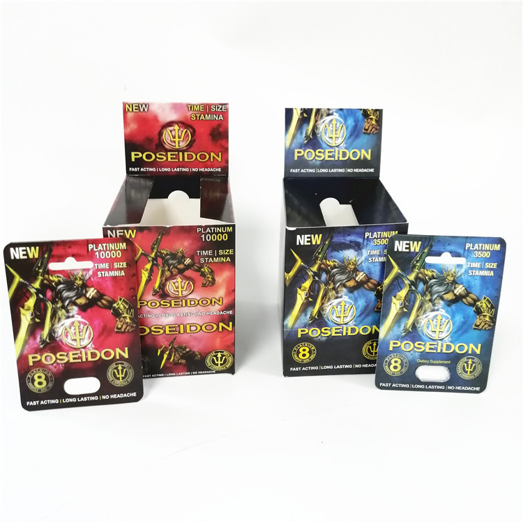 맞춘 인쇄 페이퍼 카드 남자 개선제 성적 능력 포세이돈 카드상자를 보여주세요