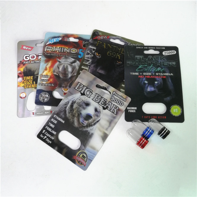 파우더 성 캡슐을 위한 용지함과 라이노 맥스 150K 3D 기포 카드를 패키징하는 성기능 증진 피임약