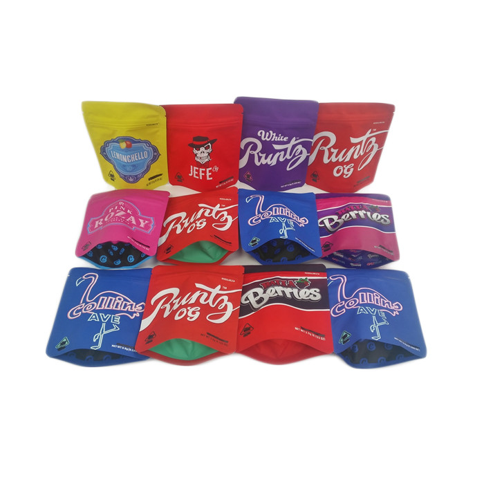 마일라 가방을 패키징하는 냄새 증명 3.5g 팁 포일 지퍼 어수룩한 사람 식용인 재밀봉할 수 있는 인도 대마 꽃을 수송할 준비가 됩니다