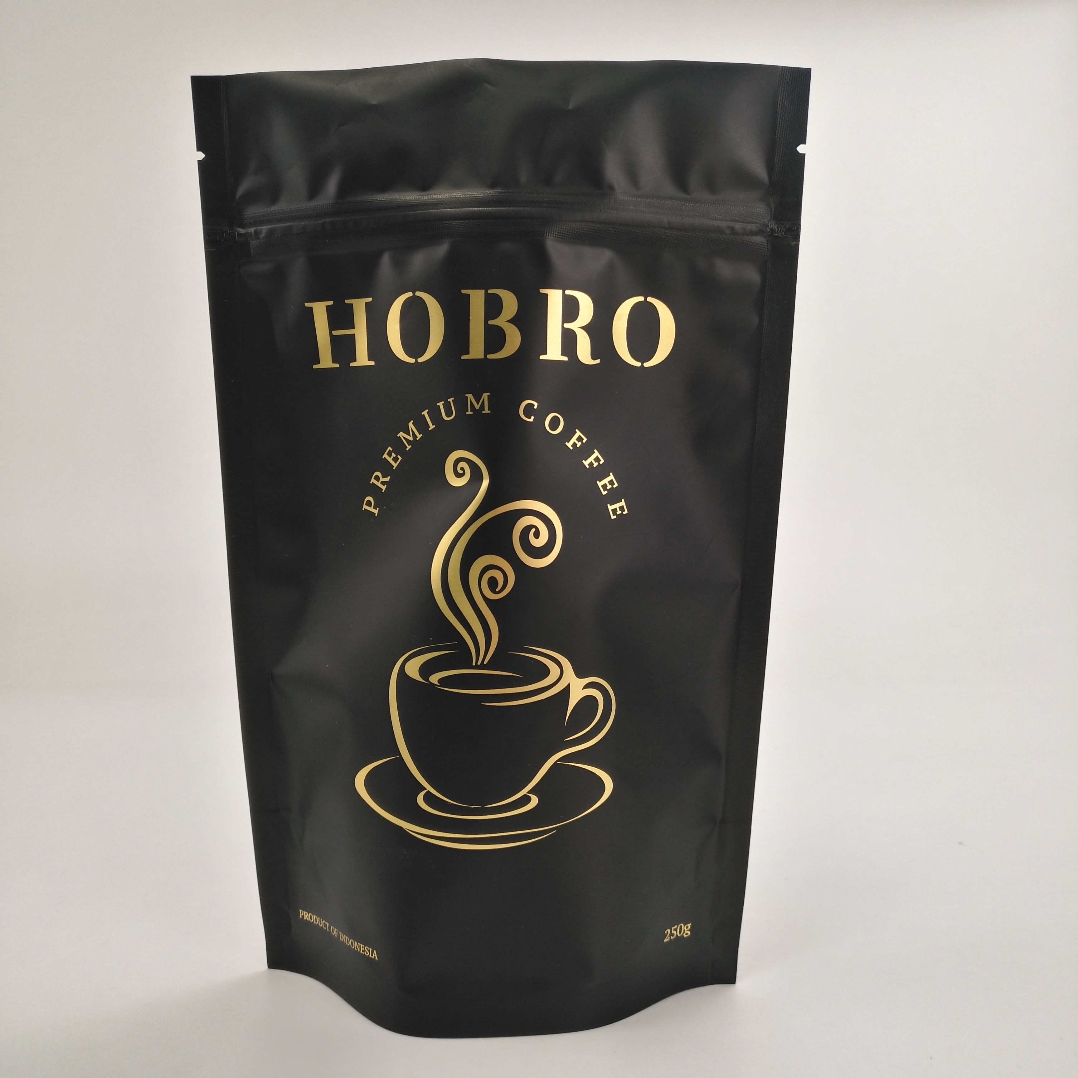 밸브와 가방을 패키징하는 가방 커피 콩을 패키징하는 매트 검은 라미네이트된 알루미늄 호일 지프 잠금 장치 커피를 견디세요