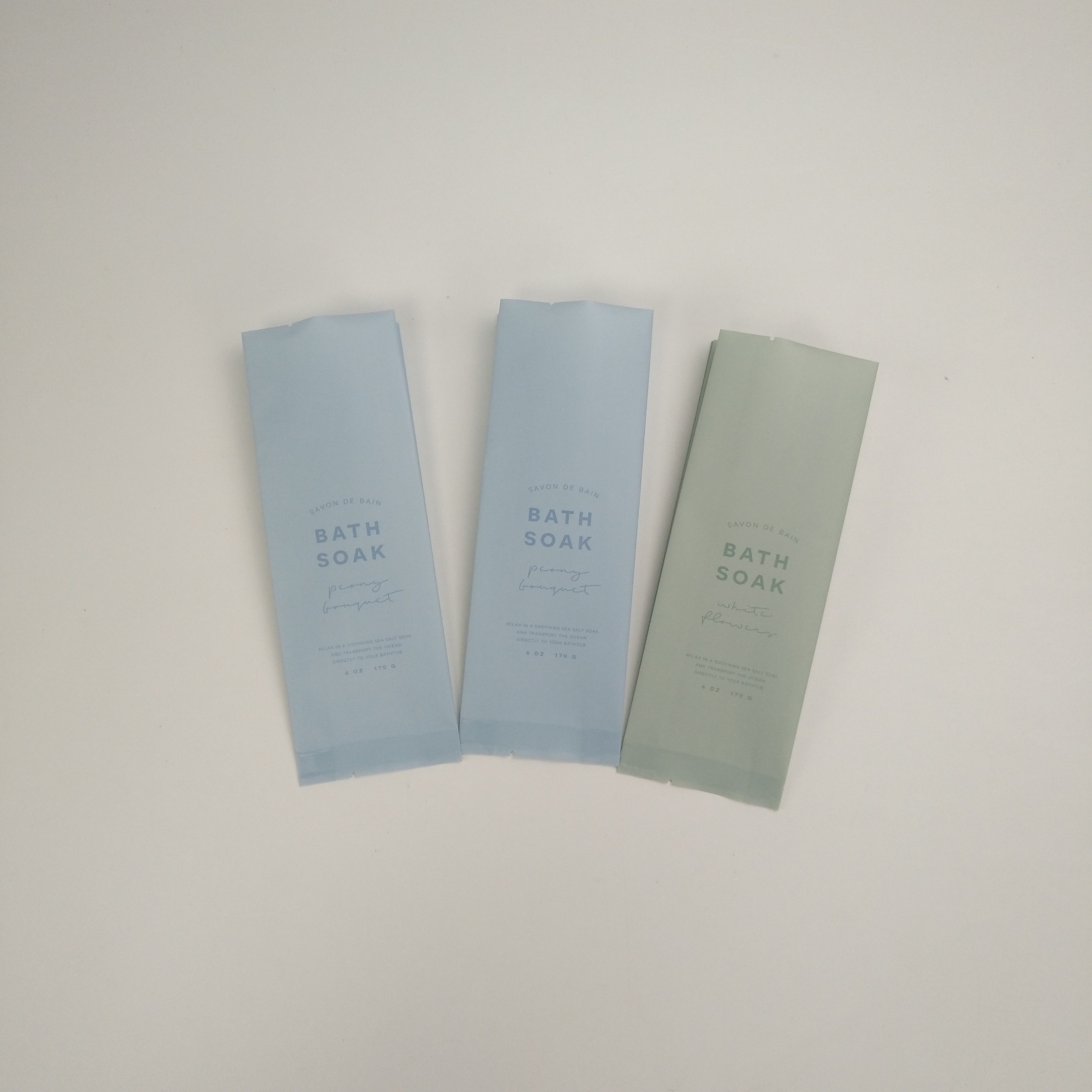 가방 170g를 패키징하는 쿠스토미즈드 매트 6 온스 목욕 소금은 주문 제작된 로고와 핵무기 패키징 테플론제 백을 목욕시킵니다