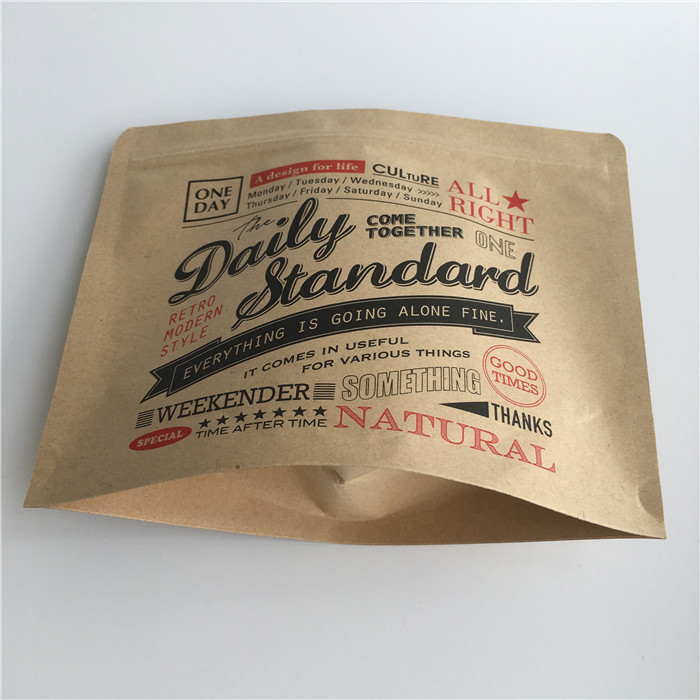 Kraft Paper Zip Lock Coffee Tee Nut Snack Bag Packaging Printed Stand Up