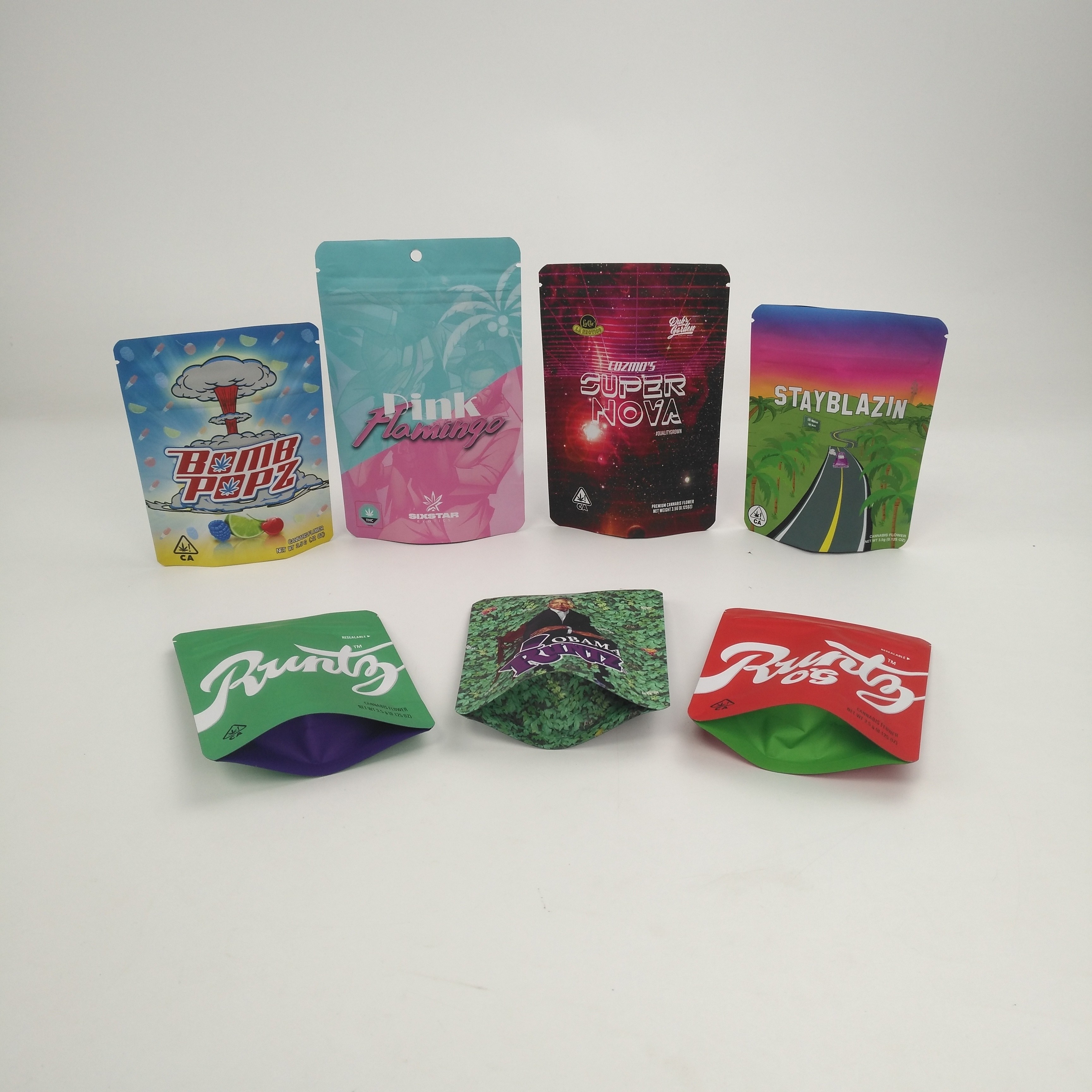 주문 제작된 로고 3.5g 7g 14g 28g 1 파운드 쿠키는 쿠시 헤이즈 풀 CBD 인도 대마 런츠를 위한 가방을 견딥니다