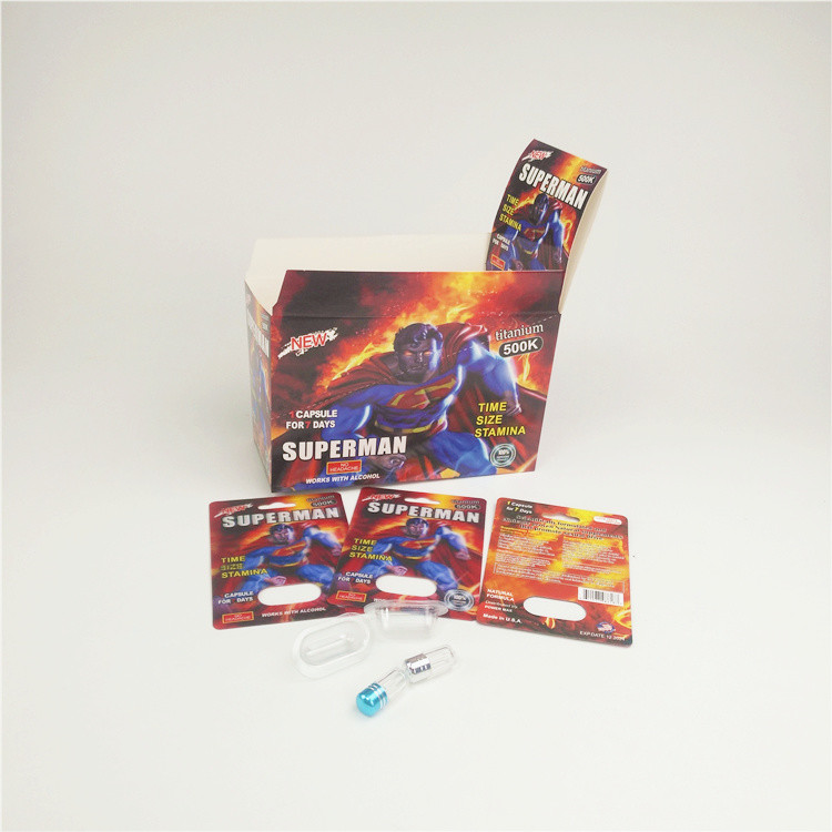 Rhino 10k 백금 물집 종이 카드 남성 증진 캡슐을 위한 뜨거운 각인