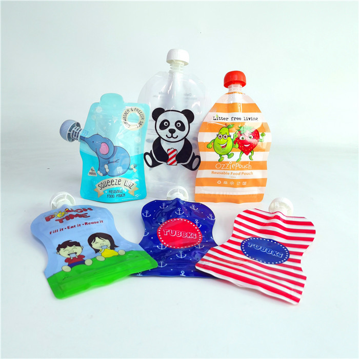 wholesale 플라스틱 액체 증거 주둥이 주머니 주스 액체 식품 파우치 포장에 대한 Mylar 가방 모양의 마일라 가방