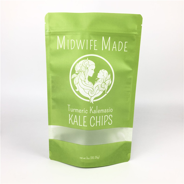 관례에 의하여 인쇄되는 음식 급료는 명확한 창을 가진 지퍼 자물쇠 물개 플라스틱 호일 비스킷 칩 종이 포장 부대를 위로 서 있습니다