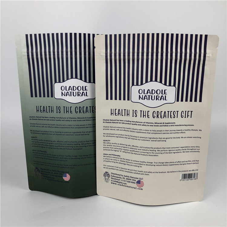 주문 인쇄 칩 Zip 자물쇠는 주머니 백색 Kraft 종이 봉지를 위로 서 있습니다