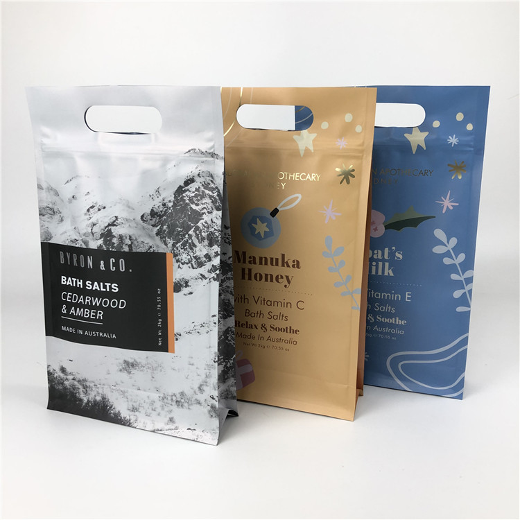 몸 스크럽 포장을 위한 손잡이를 가진 편평한 바닥 Zip 자물쇠 음식 급료 편평한 바닥 부대