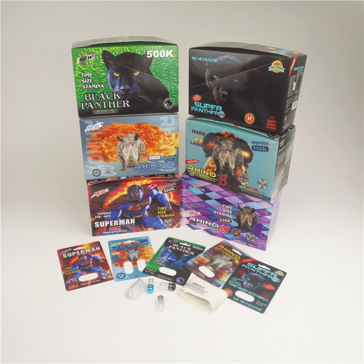 90mic 알약 종이 카드 3D 카드 Rhino 7 플라스틱 캡슐 물집 자필