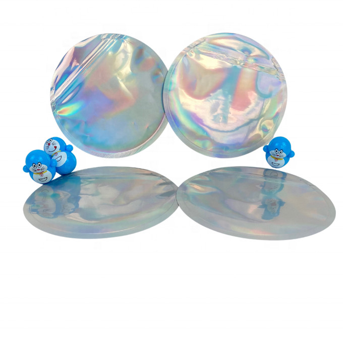 3.5g 4 인치 5 인치 직경을 패키징하는 써클 홀로그램 마일라 지퍼 포일 작은 주머니