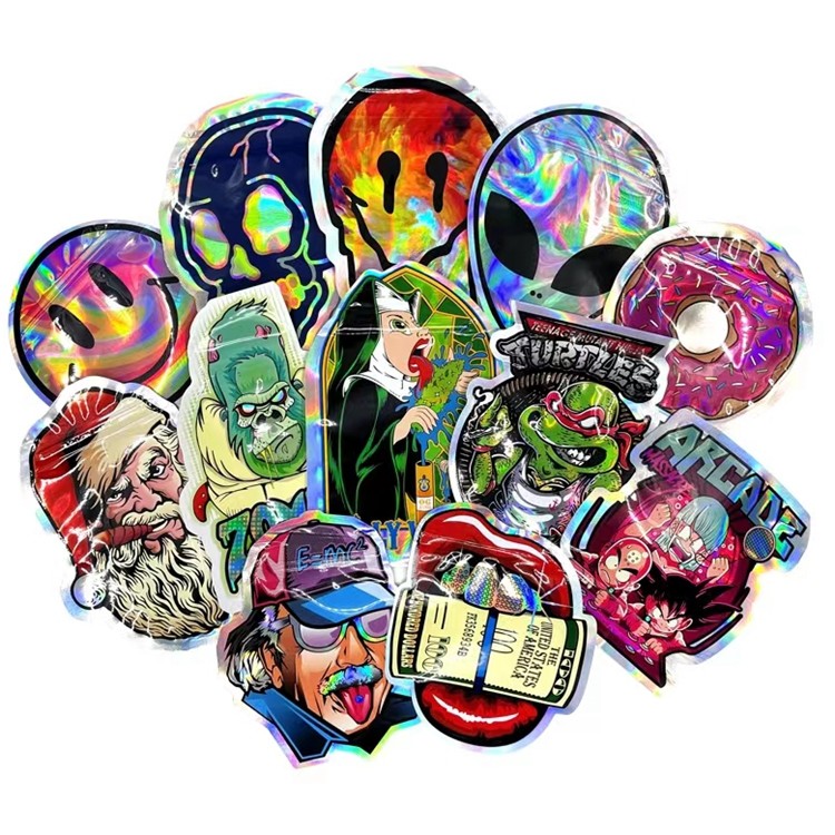 원 불규칙한 재밀봉할 수 있는 다이는 캔디 팁 맞춘 모양 마일라 가방 3.5G 7G를 줄였습니다