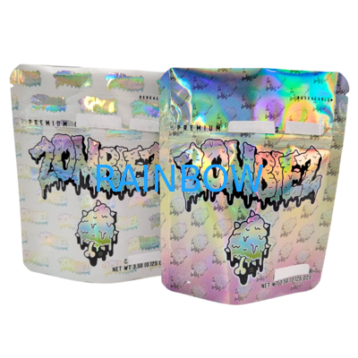 홀로그래픽 마이러 가방 다시 닫을 수 있는 냄새 방지 스탠드업 포스 3.5g/7g/1oz/1lb 험미 스냅스 지퍼가 있는 플라스틱 가방