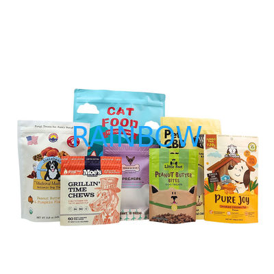 환경 친화적, 50~200마이크로 톤의 반려동물 식품 포장용 두께로 재사용 가능한 서있는 봉지